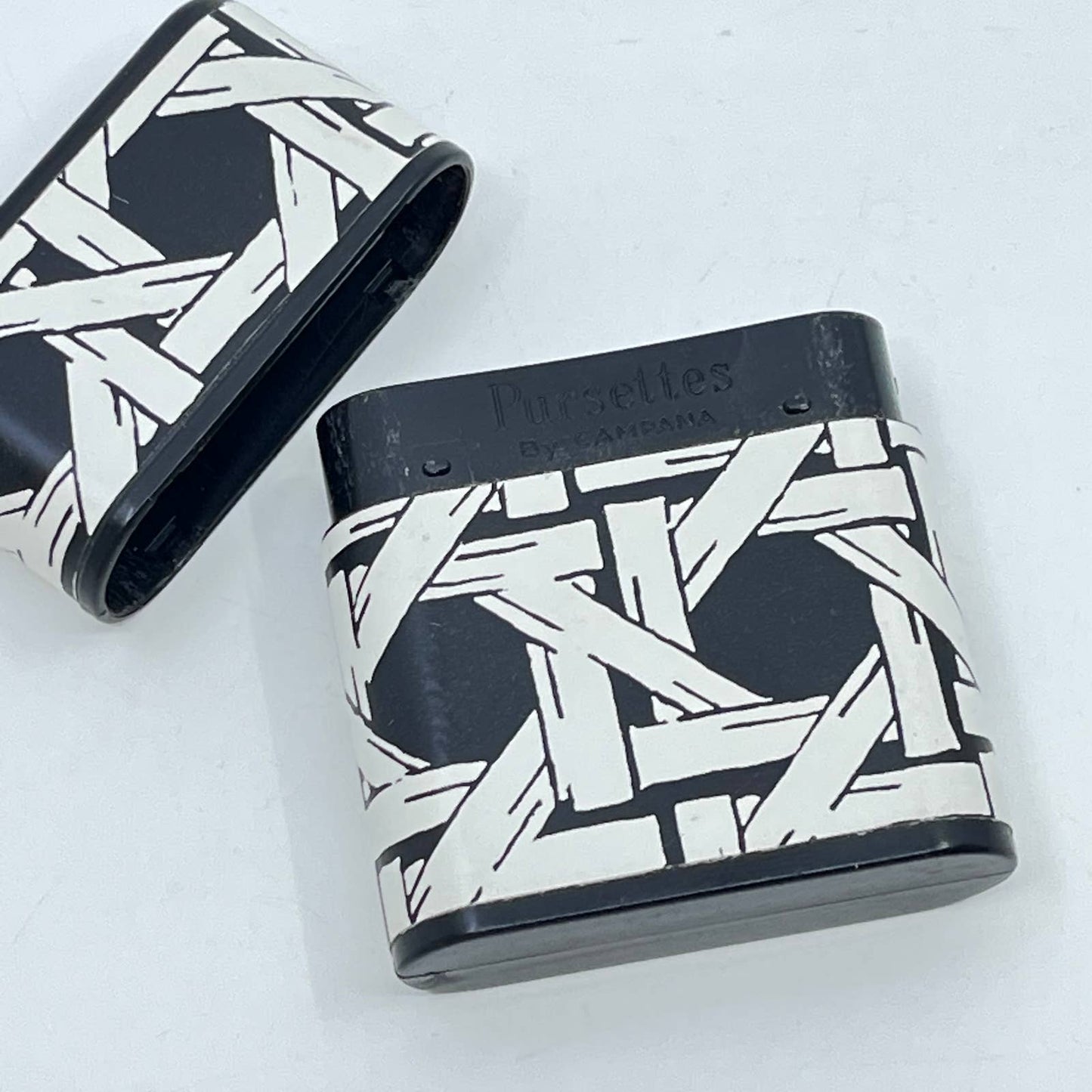RARE 1960s PURSETTES by Campana Tampon Case Holder Black & White Pattern SC8