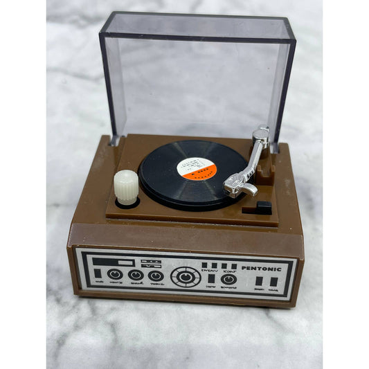 1970s Vintage Pentonic Mini Speakers and Record Player Wind Up Toys WORKS