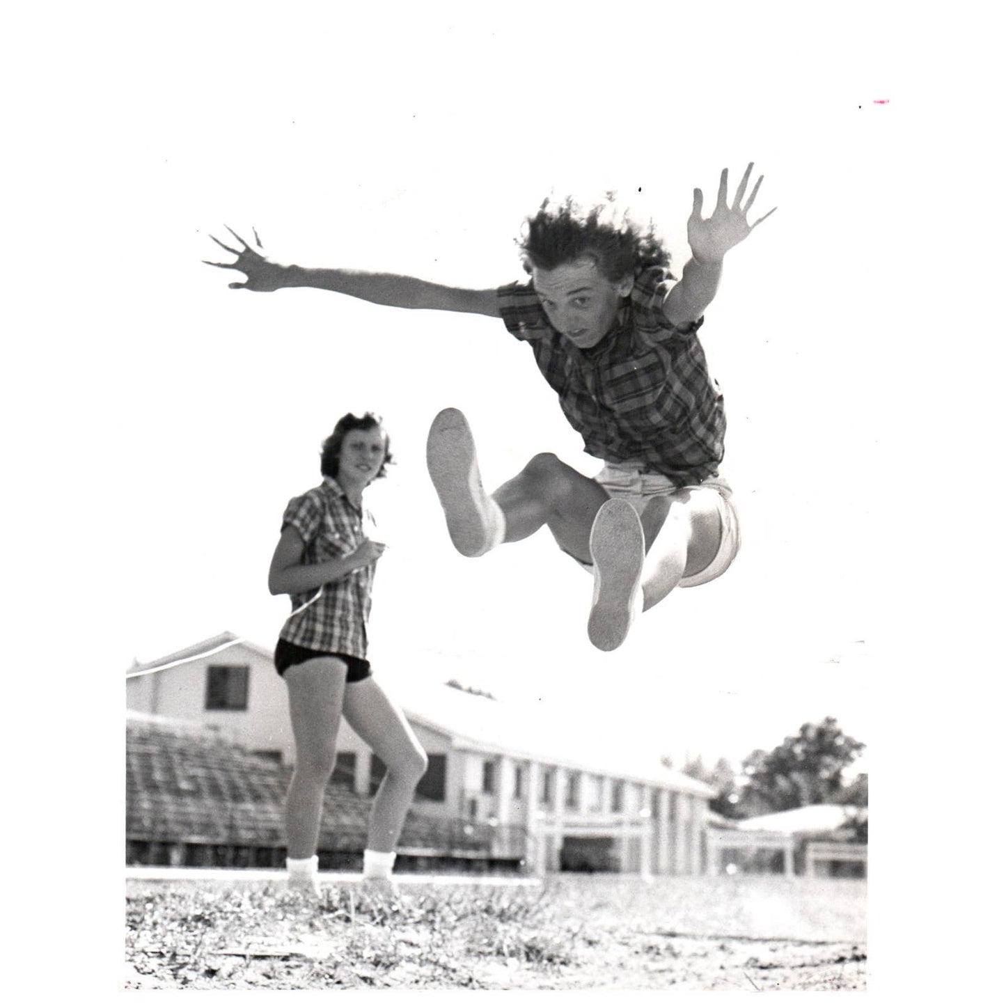 1957 Press Photo Track and Field Broad Jump Clydette Flinner Olympics ~6x8" AD2