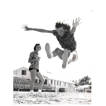 1957 Press Photo Track and Field Broad Jump Clydette Flinner Olympics ~6x8" AD2