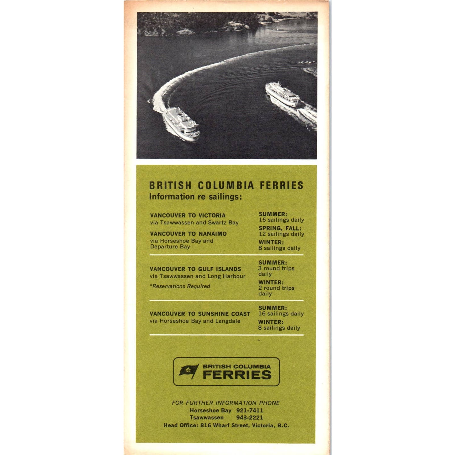 1960s Delightful Day Trips By Car & British Columbia Ferries Fold Out Brochure SF3