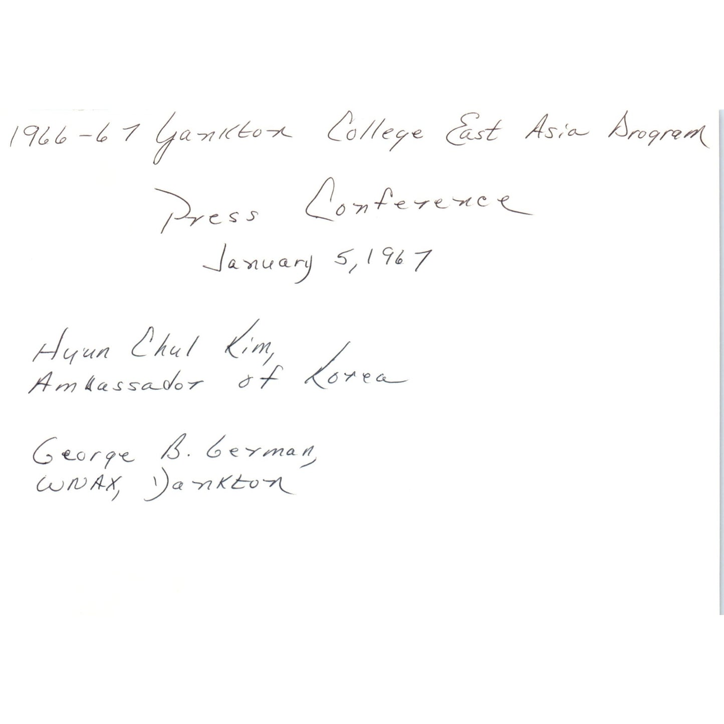 Hyung Chul Kim Korean Ambassador Yankton George B. German 1967 Photo 5x7 B8