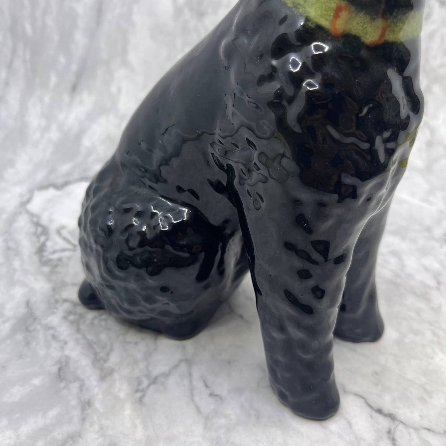 Vintage MCM Large Black Poodle Figurine Porcelain 9" TI8