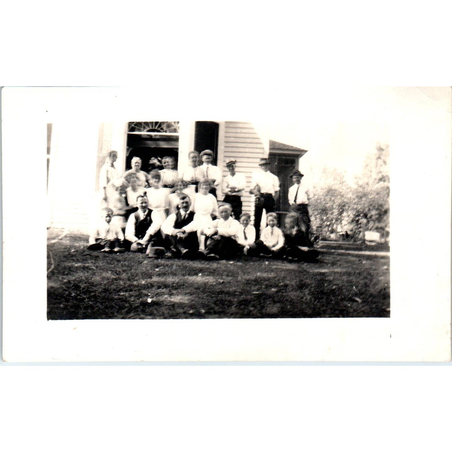 Antique RPPC Postcard Large Group Family Photo in the Country EA3