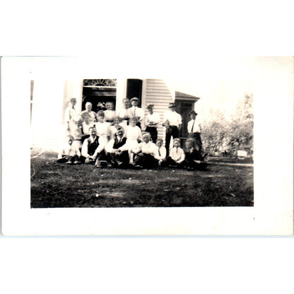 Antique RPPC Postcard Large Group Family Photo in the Country EA3