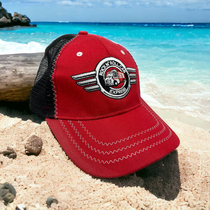 Snap-On Hat Cap Adjustable Adult Rock N Roll Cab Express Red Black Trucker HB1