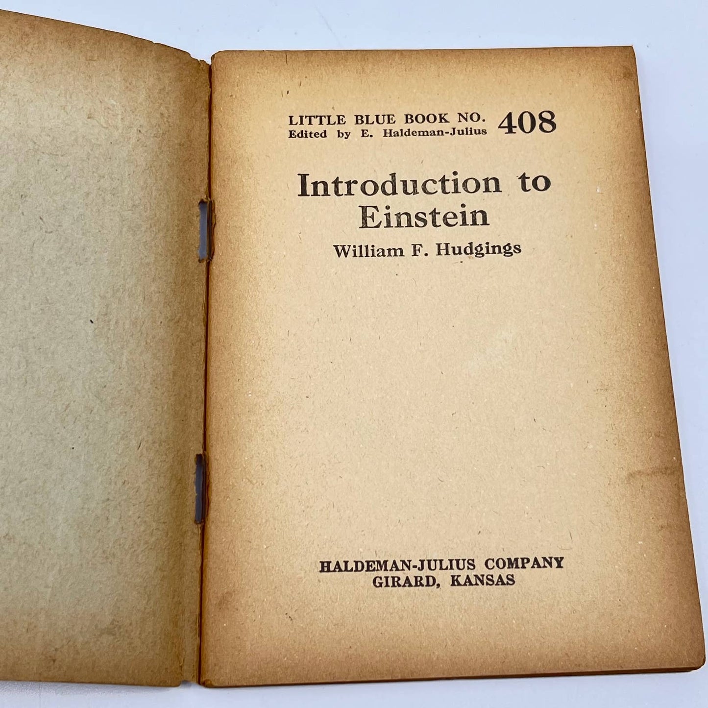 c1920 Little Blue Book No. 408 Introduction to Einstein William F. Hudgings SD3