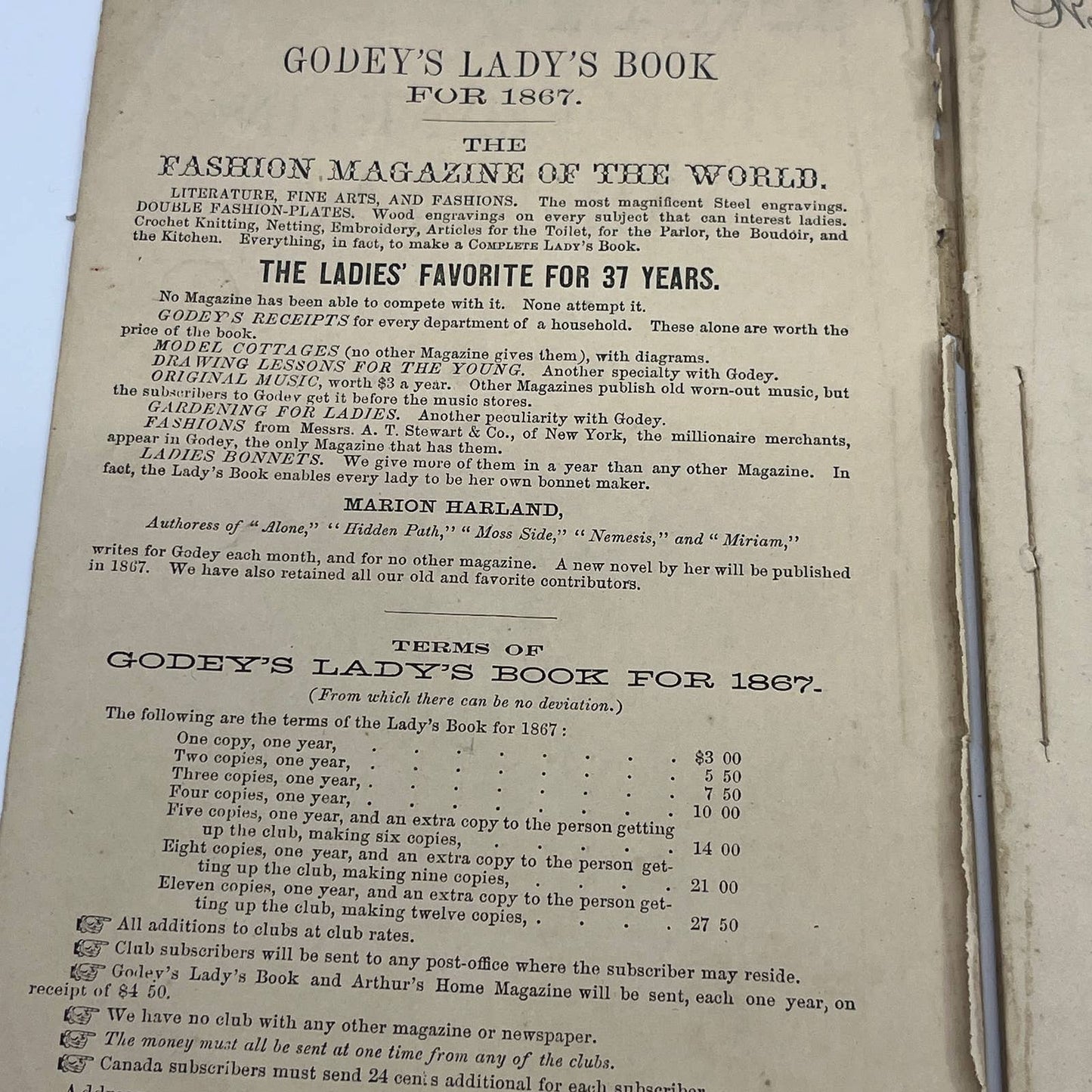 The Old Franklin Almanac for 1867 A. Winch Philadelphia No. 8 TG6