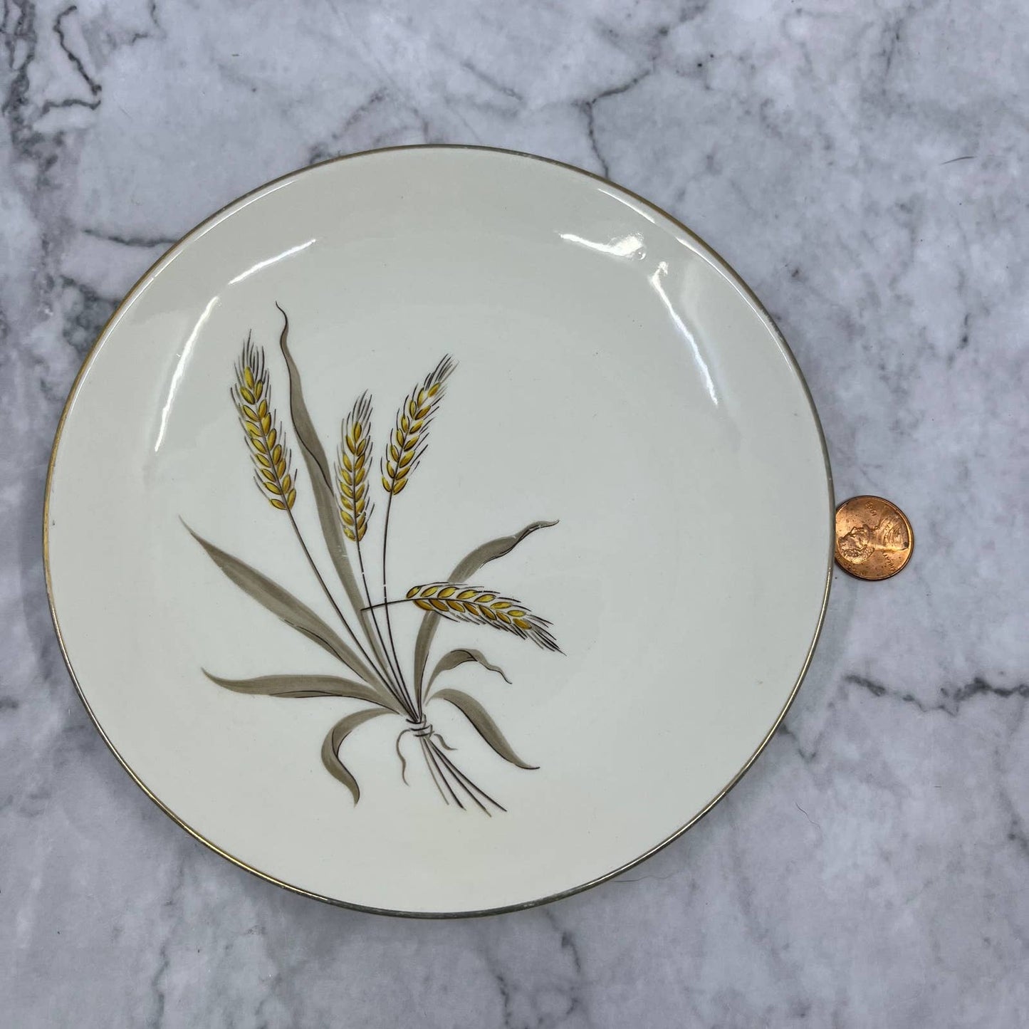 Vtg Cunningham & Pickett China 6" Dessert Plate Wheat Spray 22k Gold Trim TA1