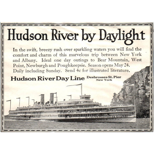 c1920 Harper's Magazine Ad - Hudson River Day Line Steamships New York EA3