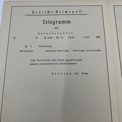 1936 German Army Telegram Deutsche Reichespost from Drensteinfurt FL4