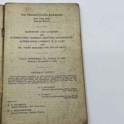 1943 Pennsylvania Railroad Q & A on Alternating Current Electric Locomotives TG6