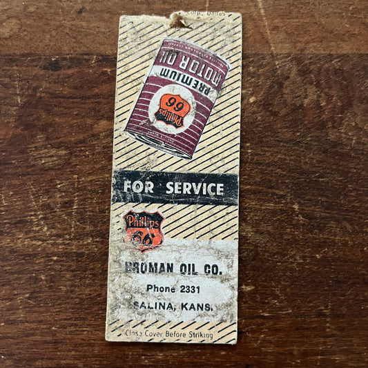 Phillips 66 Broman Oil Co Salina KS Advertising Matchbook Cover SB3-M1