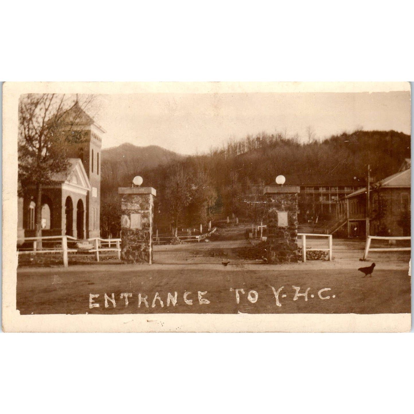 Antique RPPC Entrance to Y.H.C. Young Harris College Georgia SE8