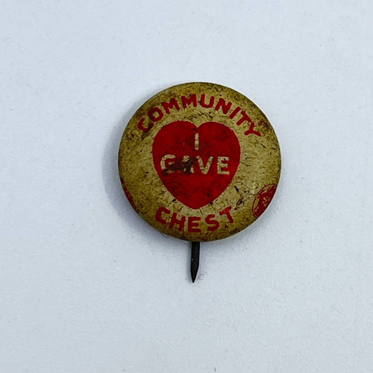 1920s Community Chest I Gave Button Pin SD6
