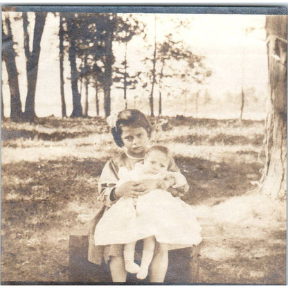 1911 Photograph 2 Young Girls - St. Eustache Canada August 3x3" SE3-3
