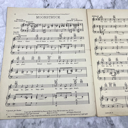 Moonstruck College Humor Bing Crosby Arthur Johnson 1933 Sheet Music V37-5