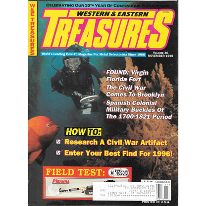 Western and Eastern Treasures Magazine Nov 1996 Vol. 30 Metal Detecting Gold M1