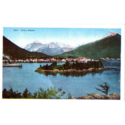 Lake and Mountain View of Sitka Alaska Original Postcard TK1-29
