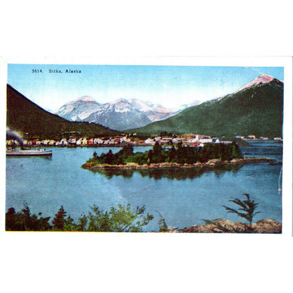 Lake and Mountain View of Sitka Alaska Original Postcard P1-11