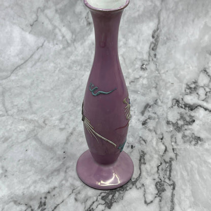 Vintage Dragonware Moriage Pink Lusterware Bud Vase Dragon 7” TJ8