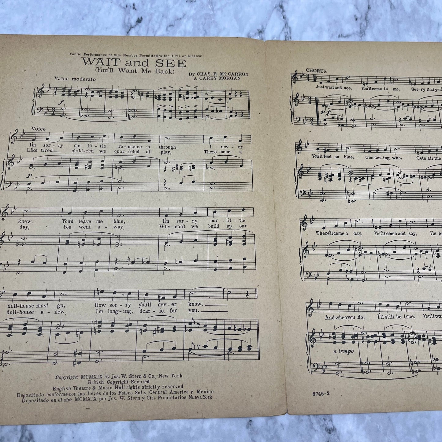 Vintage Sheet Music 1919-Wait And See (You’ll Want Me Back)-MacLaren-Mulhall V39-2