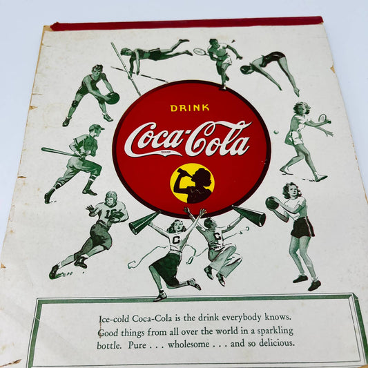 Vintage 1930's Coca-Cola Sports School Essay Lined Paper Note Pad / Notebook C3