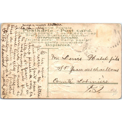 Victorian Couple Romance French Cherry Blossom Original Postcard TK1-P15