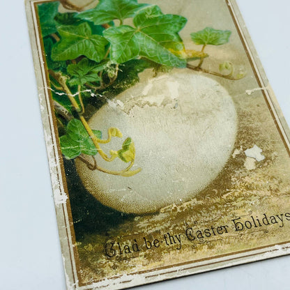 1880s Victorian Easter Card Egg & Leaves PA5