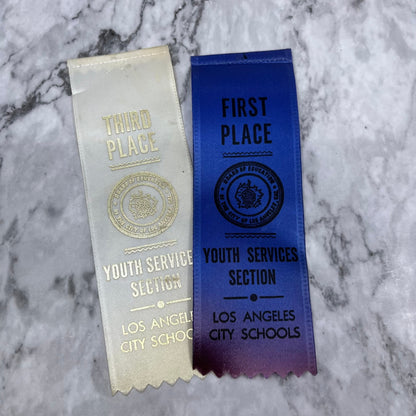 1971 Los Angeles City Schools First & Third Place Softball Award Ribbons AK3-M43