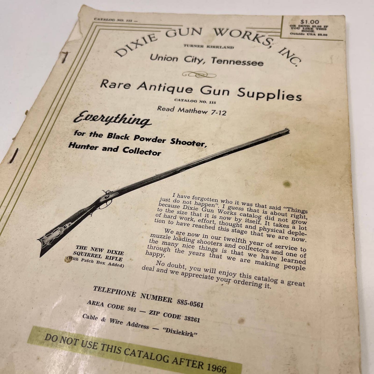 1966 Dixie Gun Works Catalog Union City Tennessee RARE Antique Gun Supplies TC1