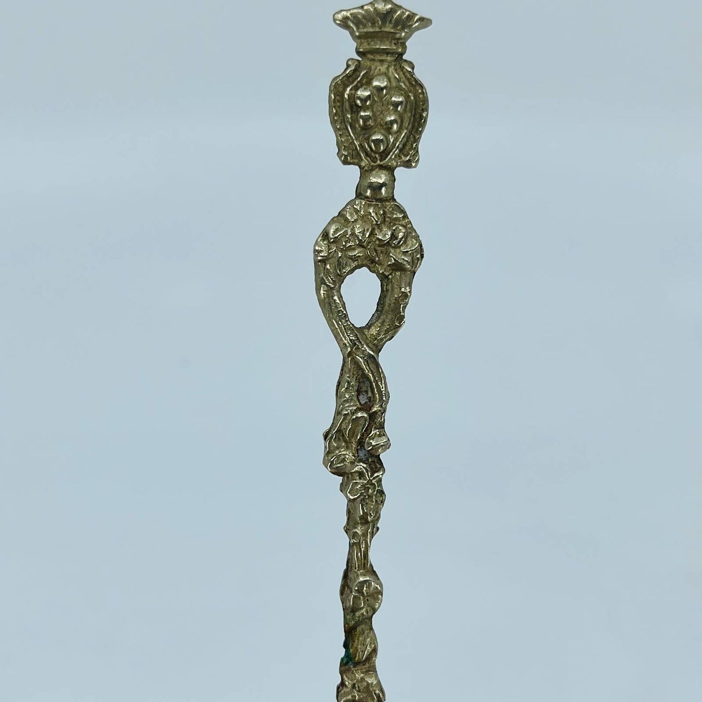 Vintage Montagna ITALY Collector Spoon 5" Silver/Brass Apple Picking Scene SB7