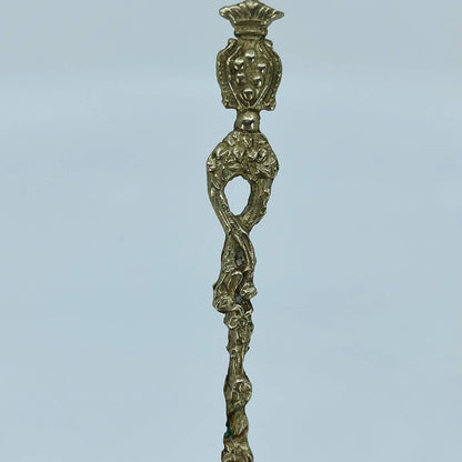 Vintage Montagna ITALY Collector Spoon 5" Silver/Brass Apple Picking Scene SB7