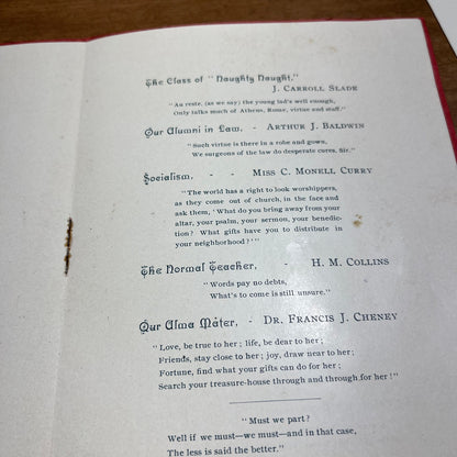 1900 End of Century Reunion Program Normal & Training School Cortland NY H4-3