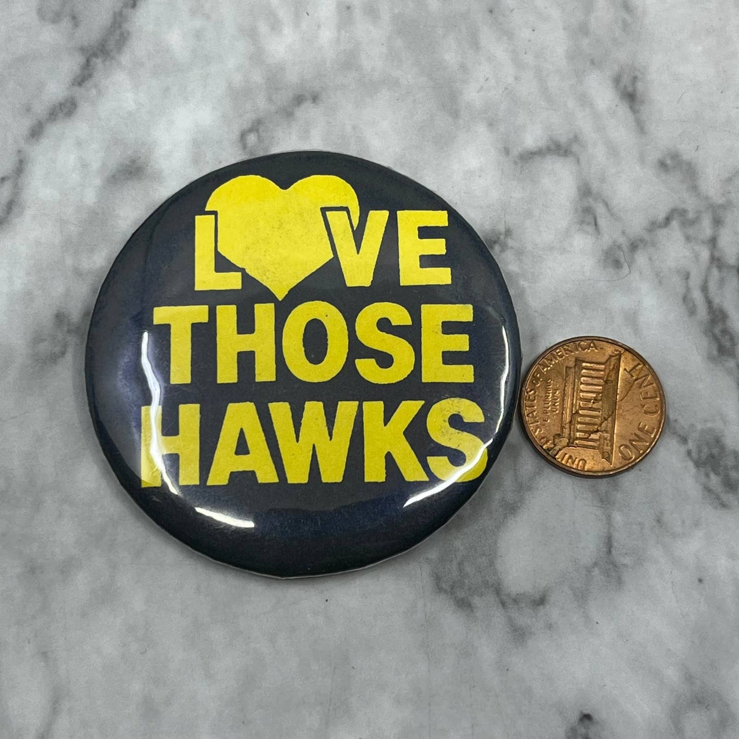 c1980 Hermantown Hawks Football Love Those Hawks Pinback Button MN SF1