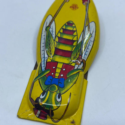 Vtg Happy Cricket Halloween Tin Litho Clicker Noisemaker US Metal Toy Co USA TG8