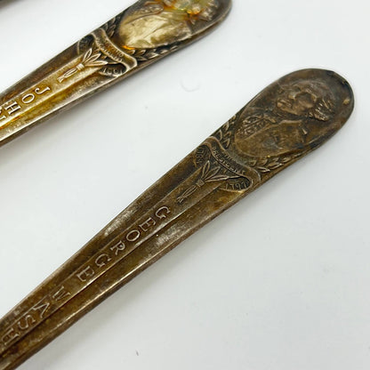 WM Rogers President Souvenir Spoon Lot of 6 Silver Plate Washington Adams TE1