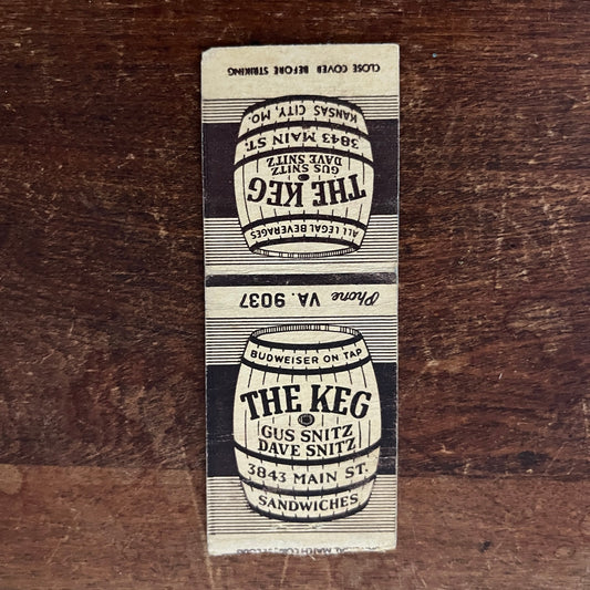 The Keg Bar & Grill Kansas City MO Advertising Matchbook Cover MM11-7