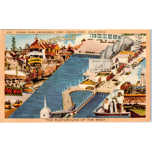 Ocean Park Amusement Pier Ocean Park CA Original Postcard TK1-25