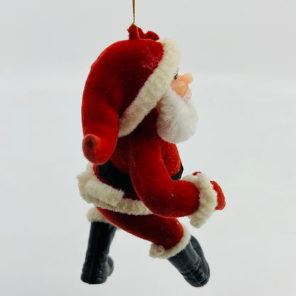 Vintage Celluloid Felt Flocked Santa Claus Christmas Tree Ornament 5" TH9