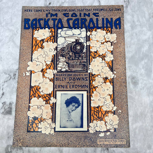 1913 I'm Going Back To Carolina Billy Downs Erdman Janet Adair Sheet Music TI1