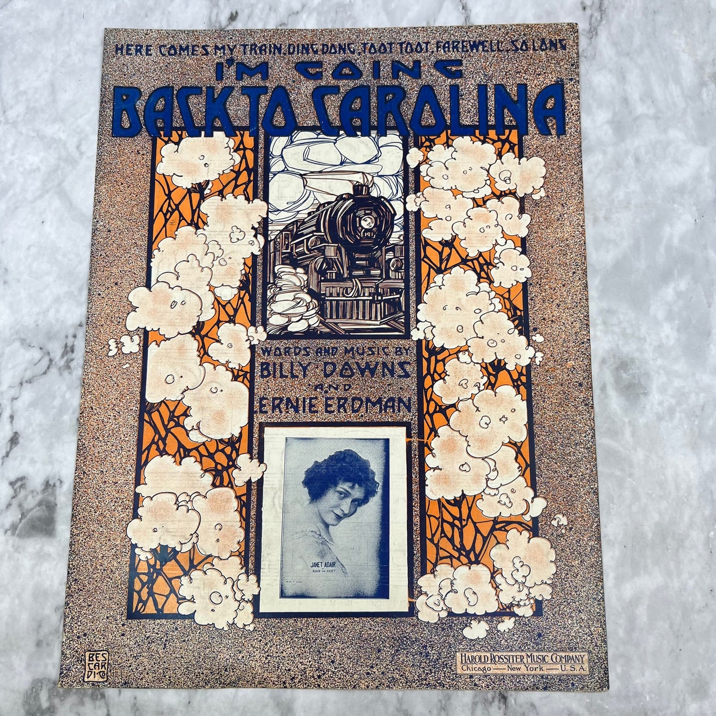 1913 I'm Going Back To Carolina Billy Downs Erdman Janet Adair Sheet Music V39-4