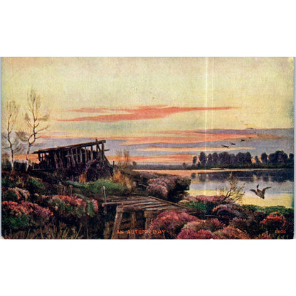 An Autumn Day c1910 Original Postcard P2-3