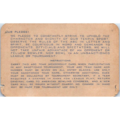 1947 American Bowling Congress Milwaukee Membership Card Eagles 800 SE5-26
