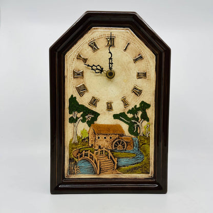 Holland Mold Ceramic Cathedral Quartz Clock Country Cottage Mill WORKS 11.5” TC5
