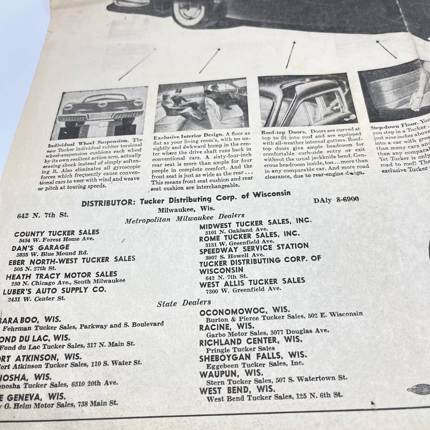 Rare Original Full Page Tucker Automobile Newspaper Ad Milwaukee WI TF9