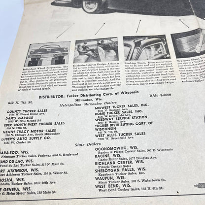 Rare Original Full Page Tucker Automobile Newspaper Ad Milwaukee WI TF9