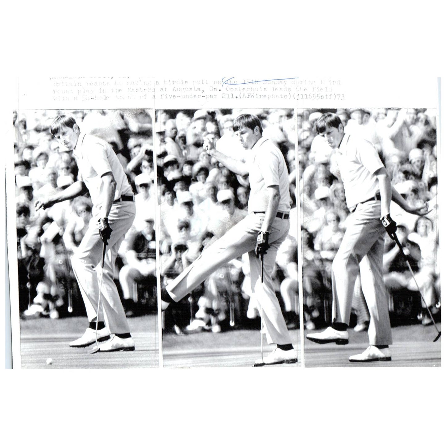 1973 Press Photo Golf Peter Oosterhuis Birdie Masters at Augusta 7x9" AD2