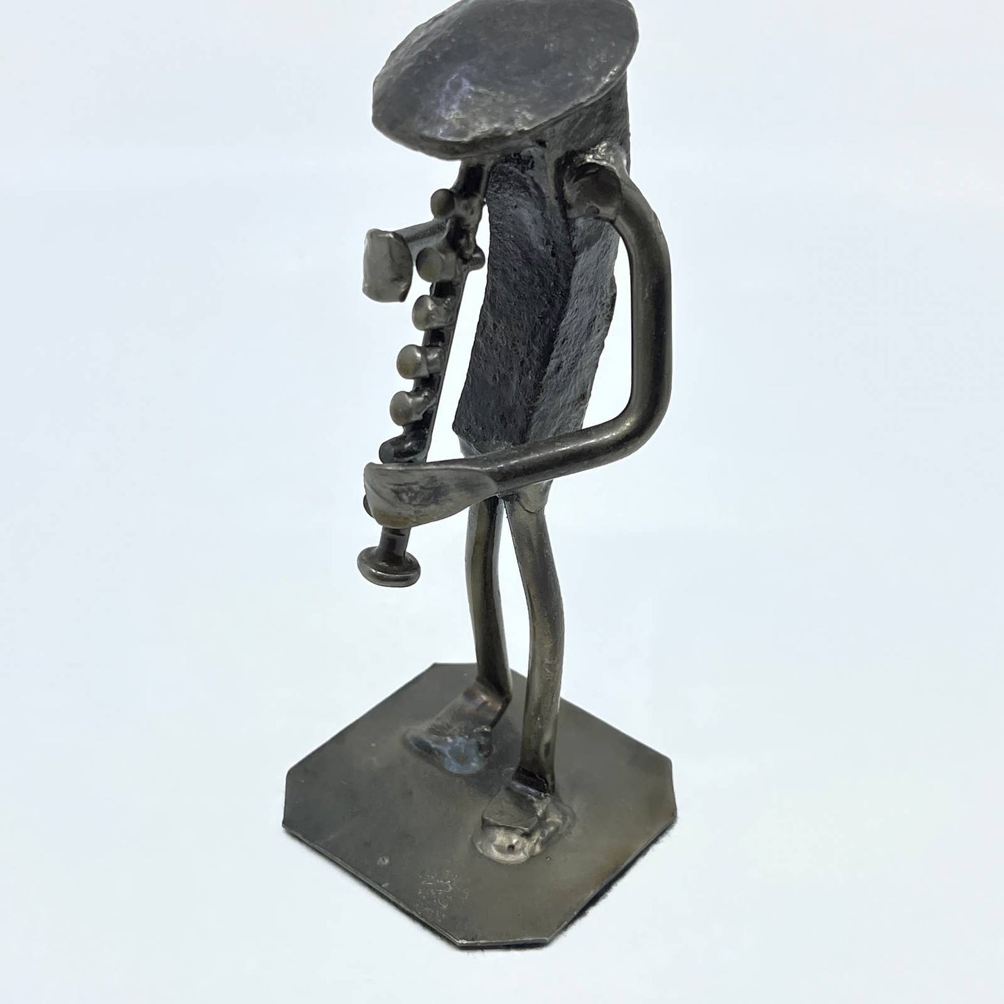 Vintage Jazz Clarinet Player Metal Sculpture Railroad Spike Art 6" TC8