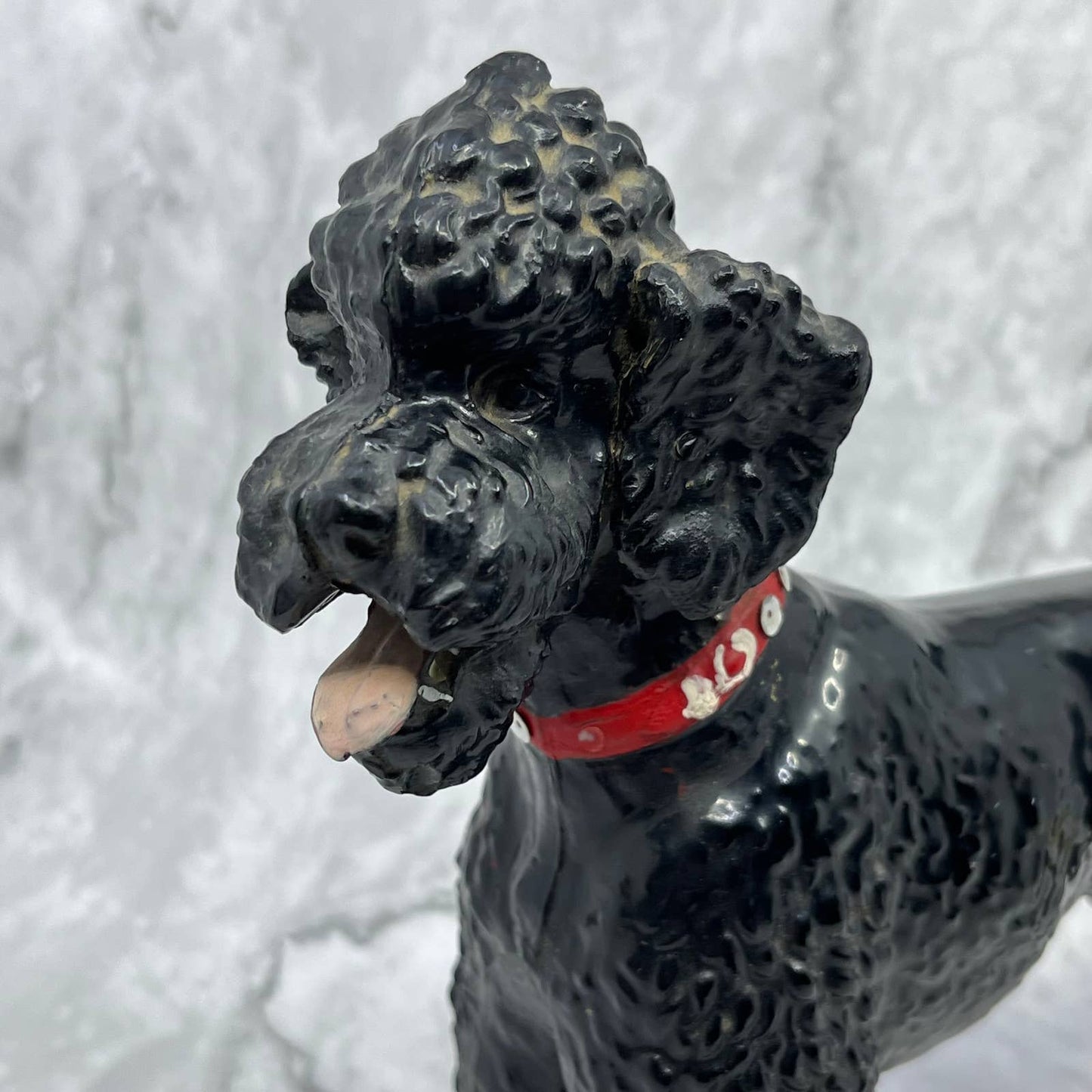Vintage Breyer Black Poodle with Red Dog Collar and Dark Eyes 9x8 TI9